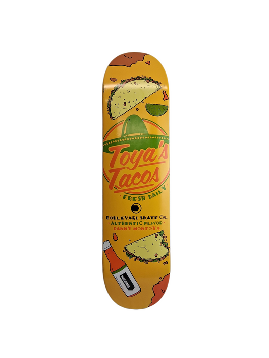 Boulevard Danny Montoya Toya's Tacos Orange Yellow Green Size 8.0" Vintage NOS Deck
