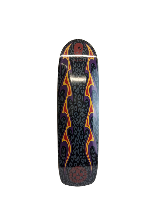 Black Label John Lucero Red Kross Street Thing Flames W Thumbhead Grey Cheetah Print Orange Red Size 9.25" Vintage NOS Deck