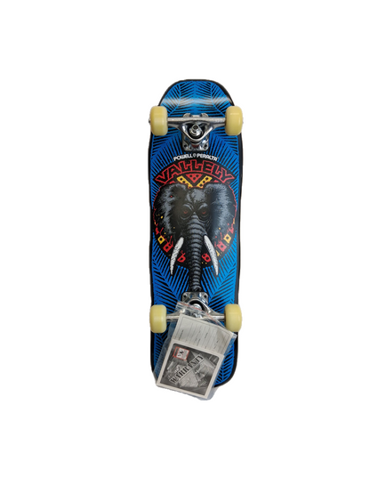 Powell Peralta Mike Valley Elephant Blue Black Multi Size 8.0" Vintage NOS Shaped Mini Complete