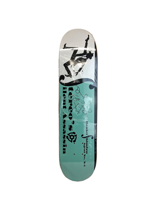Stereo Daniel Shimizu Autographed OG Stereo's Silent Assasin Agent No X-1 Turquoise Black White Size 7.625" Vintage NOS Autographed Deck