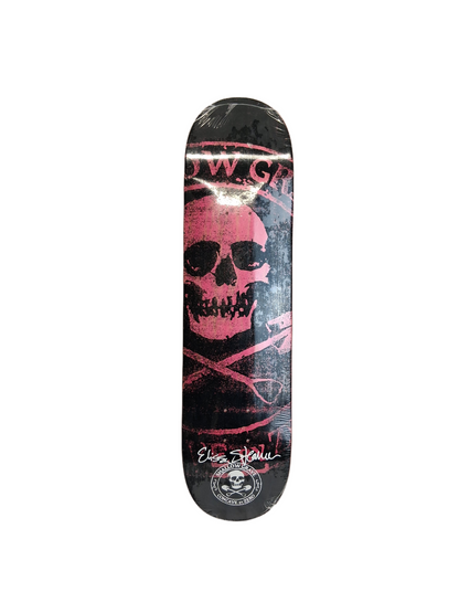 Zero Elissa Steamer Skull & Crossbones Shallow Grave Pink Black Size 7.9" Vintage NOS Deck