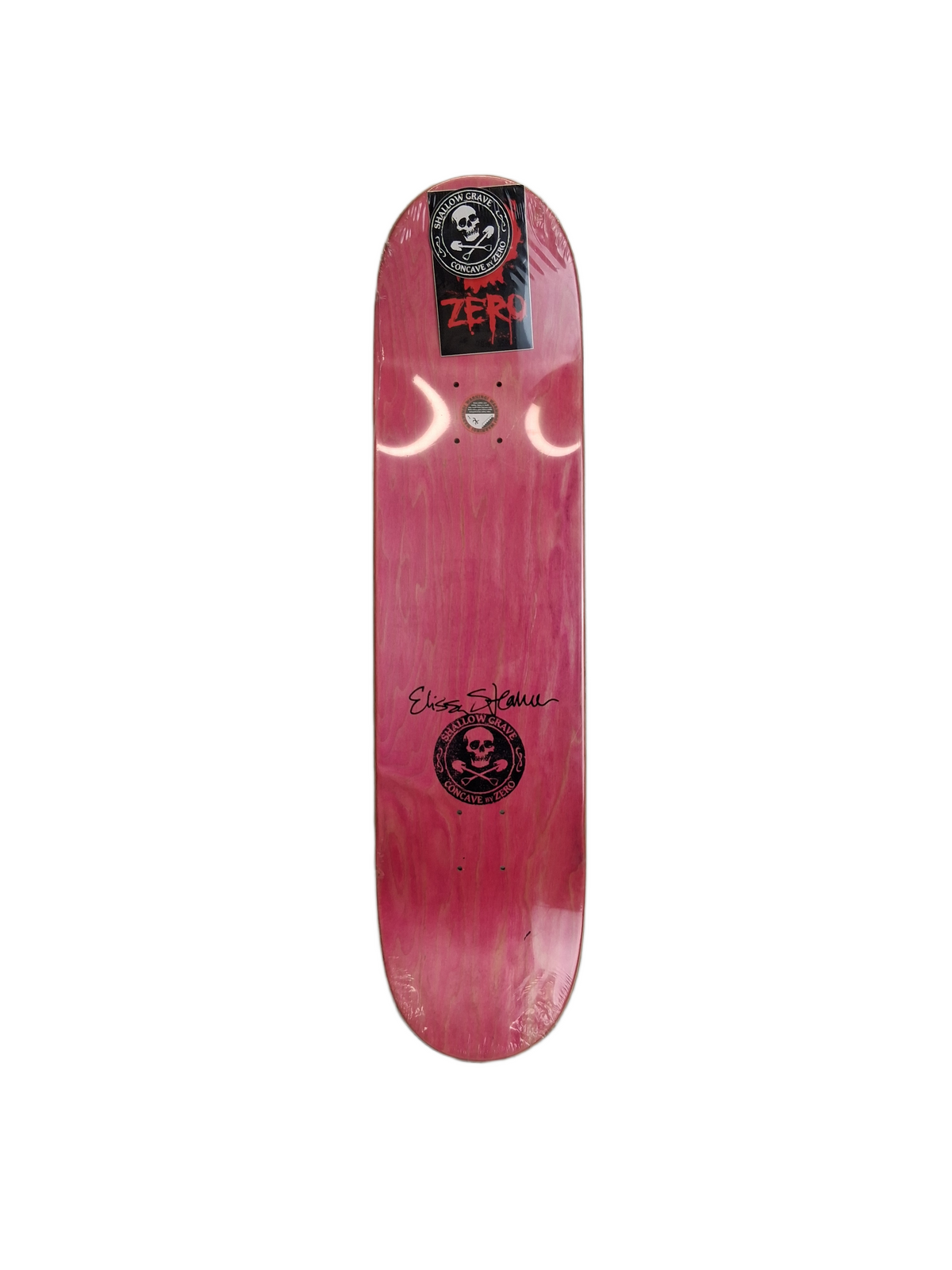Zero Elissa Steamer Skull & Crossbones Shallow Grave Pink Black Size 7.9" Vintage NOS Deck