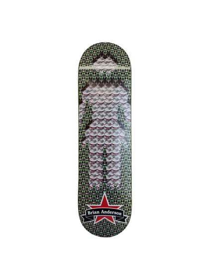 Girl Brian Anderson Pretty Sweet Heineken & Budweiser Girl Logo White Red Green Multi Size 8.5" Vintage NOS Deck