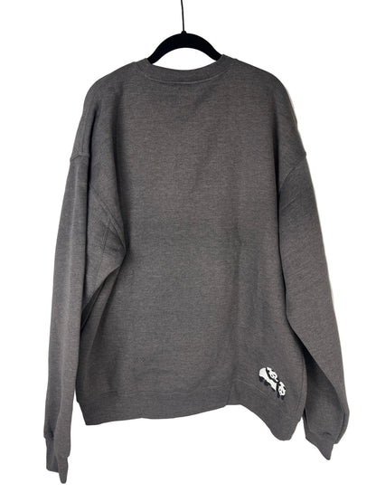 Enjoi Deep Thought Crew Heather Gray Blue White Black Size XL L/S Vintage Crewneck Sweatshirt