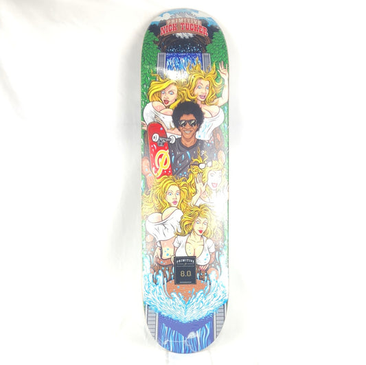 Primitive Nick Tucker Log Jammer Green/Blue/Multi Color Size 8.0 Skateboard Deck