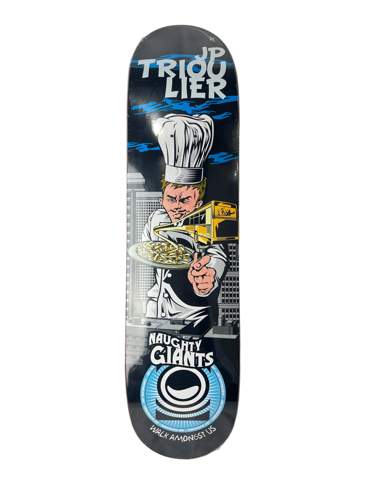 Jart JP Triouler Naughty Giants Crazy Chef Black White Blue Multi Size 7.875" Vintage NOS Deck