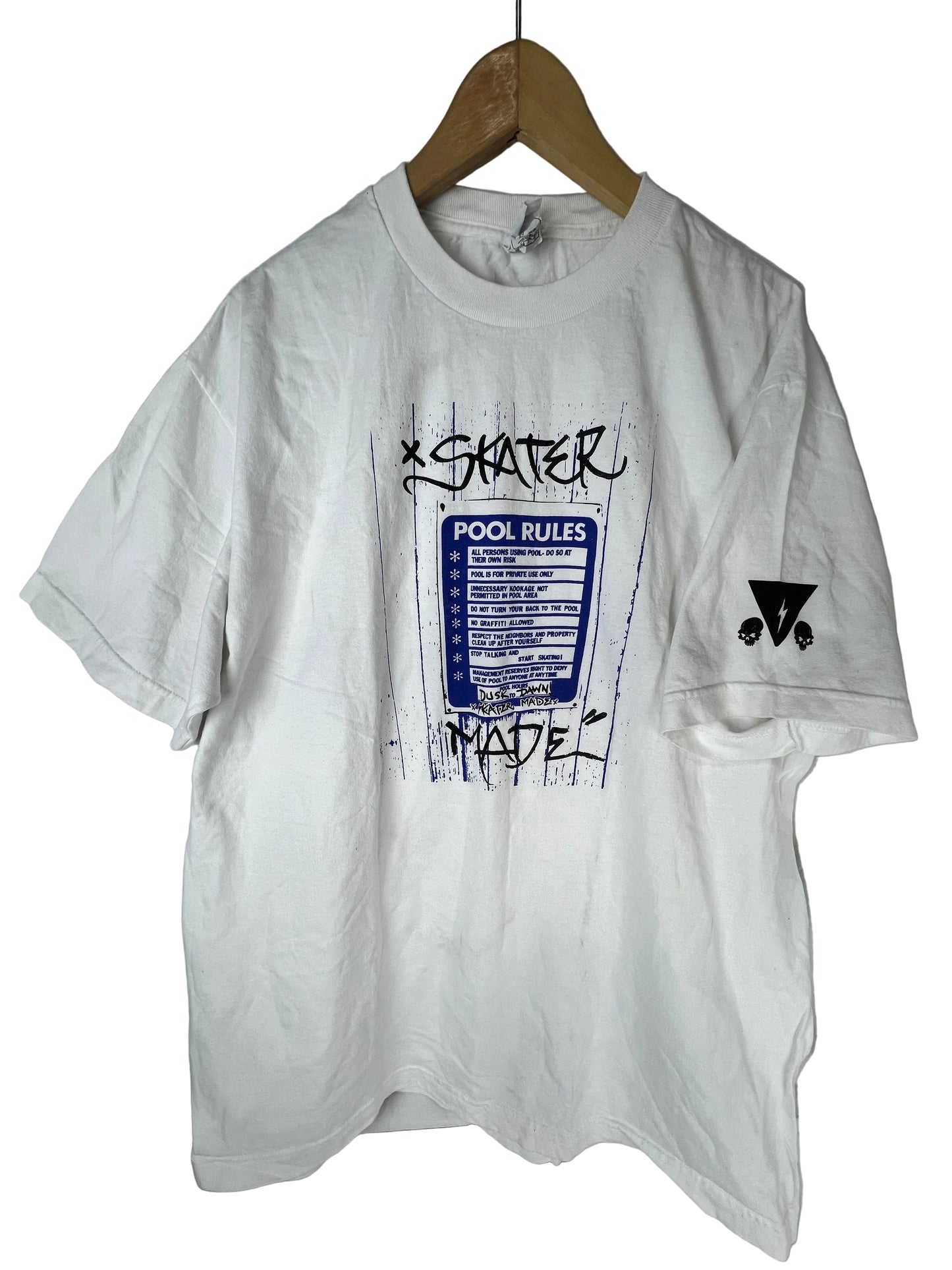Skater Made Pool Rules Black White Blue Size XL S/s Vintage Shirt