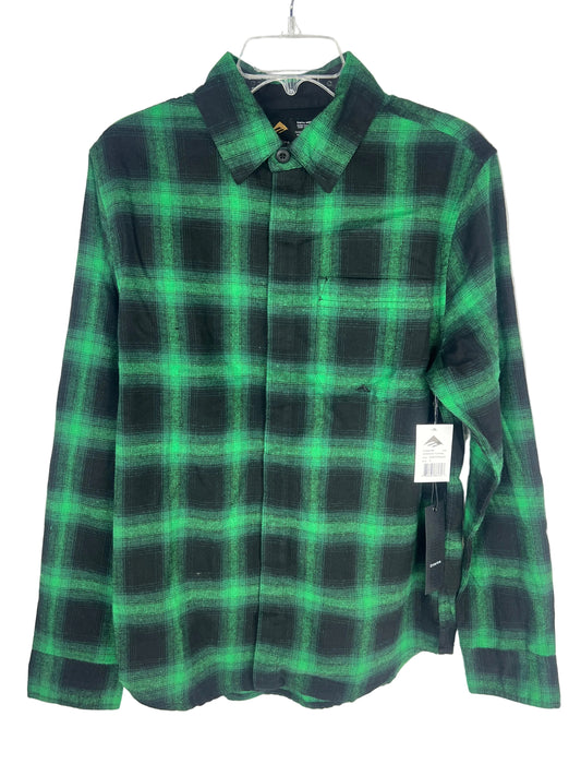 Emerica Emerica Clothing Torrence Green Black Plaid Size S L/s Vintage Button Up Flannel Pocket Shirt