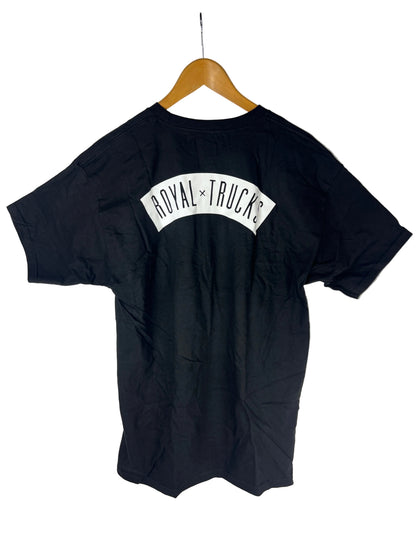 Royal R Crown Front Large Banner Print Back Black White Size L S/s Vintage Shirt
