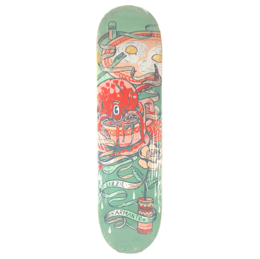 Birdhouse Lizzie Armanto Debut Pro Model Octopus Breakfast Green/Red/Multi Color Size 8.38 Skateboard Deck