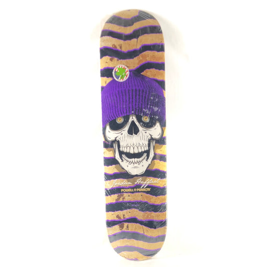 Powell Peralta Jordan Hoffart Skull With beanie Tan/Black/Purple/White Size 8.25" Skateboard Deck