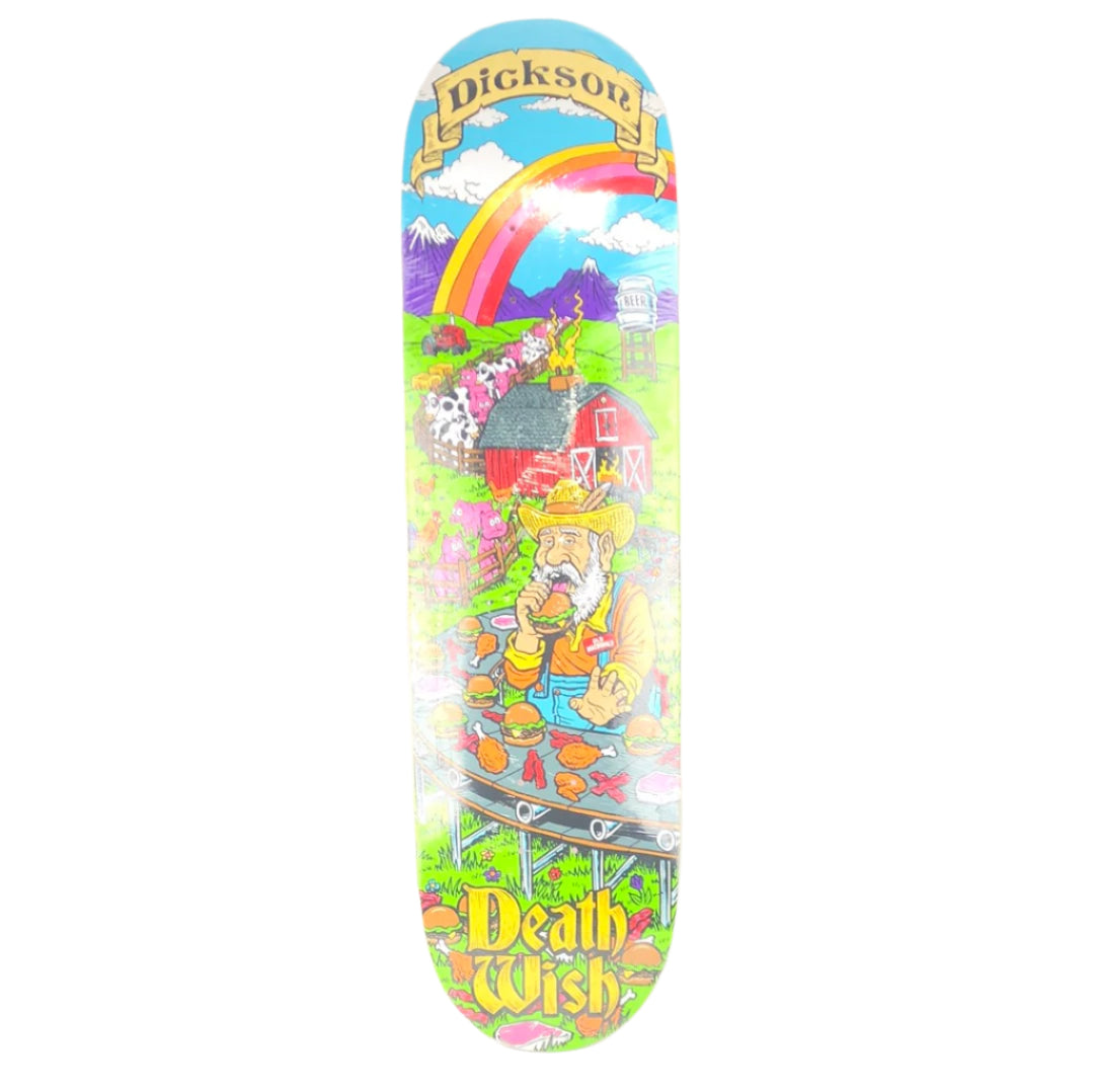 Deathwish Jon Dickson Old MacDonald's Farm Green/Multi Color Size 8.475 Skateboard Deck