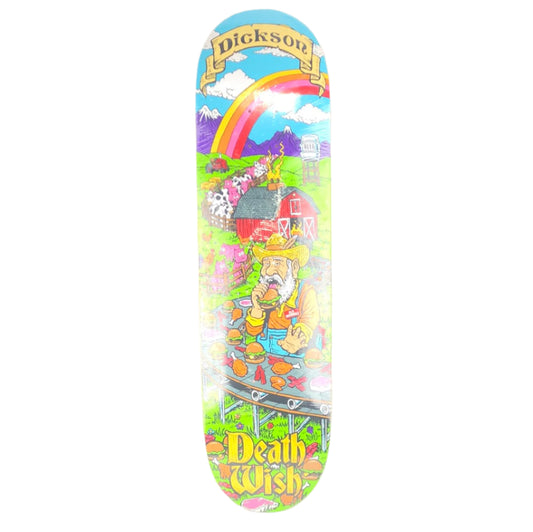 Deathwish Jon Dickson Old MacDonald's Farm Green/Multi Color Size 8.475 Skateboard Deck