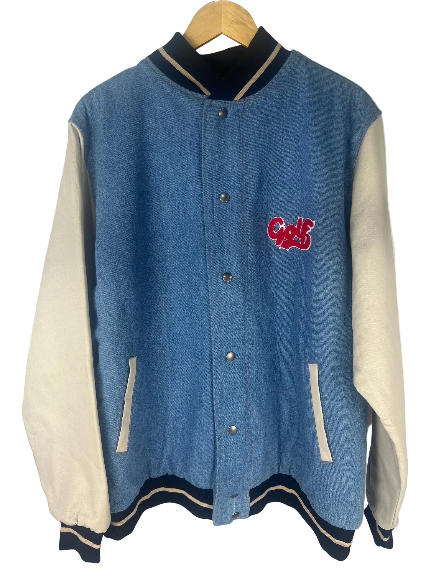 GOLF WANG Denim Button Up Size L Vintage L/s Varisty Jacket