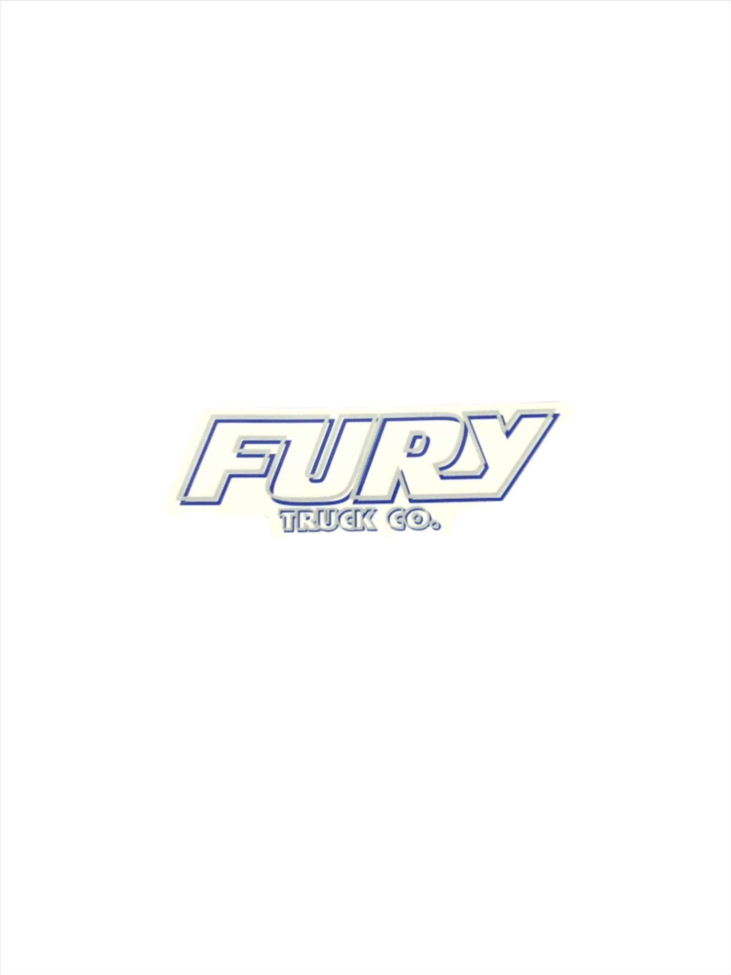 Fury Truck Co. Logo Clear Grey Blue 6.5" x 2.25 Vintage NOS Sticker