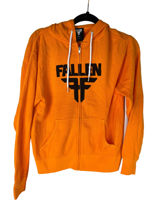 Fallen Orange Black Size S L/s Vintage Zip Up Hooded Sweatshirt