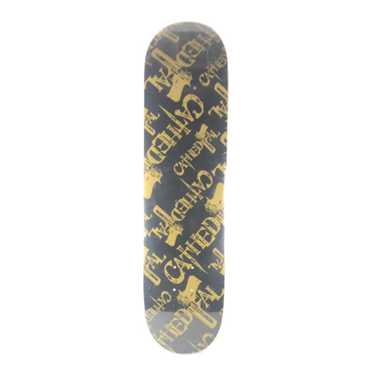 Cathedral Knife And Gun Font Black Gold 7.8" Skateboard Deck