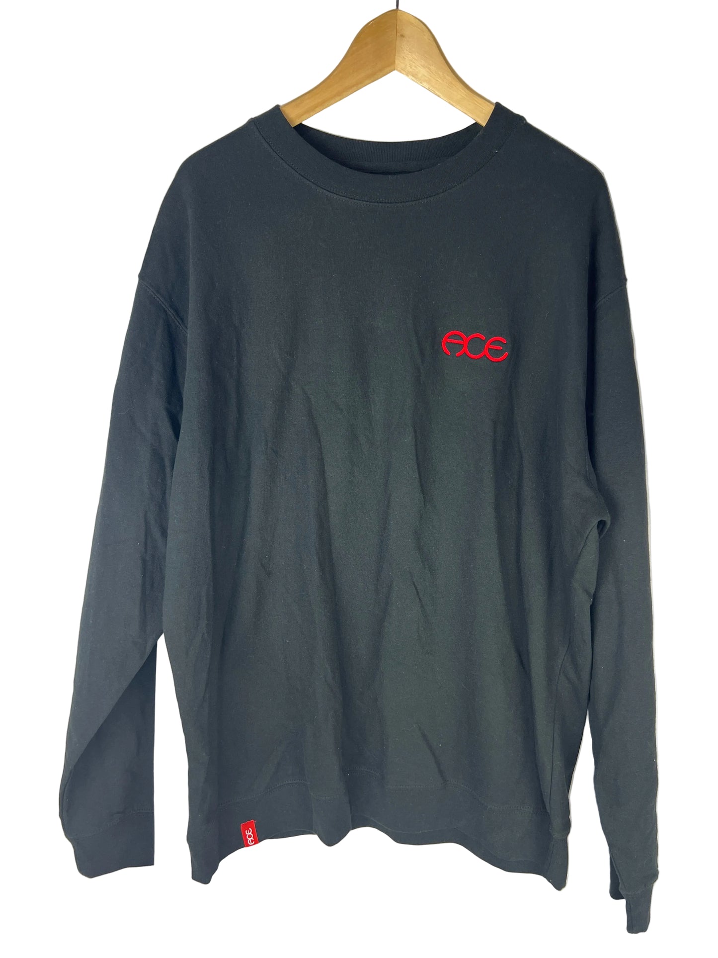 Ace ACE Black Red Size XL L/s Vintage Crewneck Sweatshirt