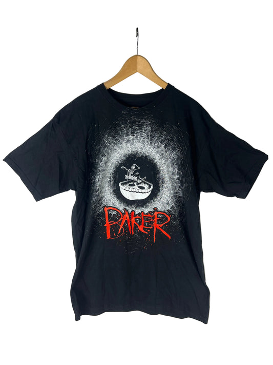 Baker Dustin Dollin Skull Bowl Frontside Ollie Skeleton Black White Red Size L S/s Vintage Shirt