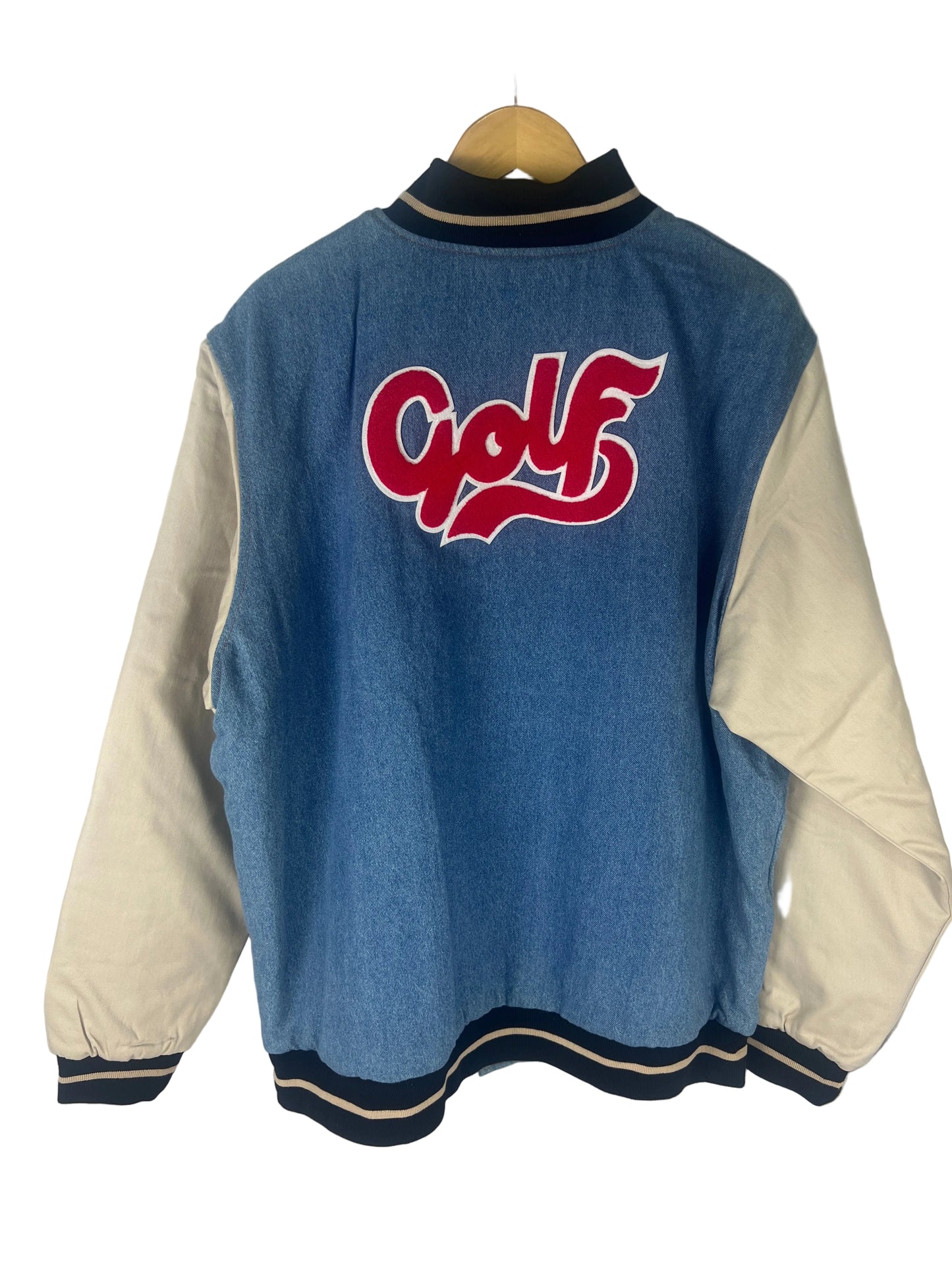 GOLF WANG Denim Button Up Size L Vintage L/s Varisty Jacket