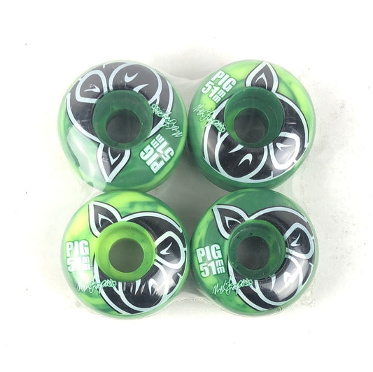 Pig Nick Trapasso Pig Graphic Green Black white 51mm Skateboard Wheels