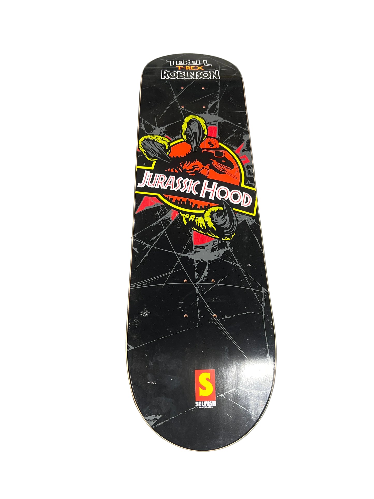 Selfish Terrell Robinson T-Rex Jurassic Hood Graphic Black Red Size 8.25 Skateboard Deck