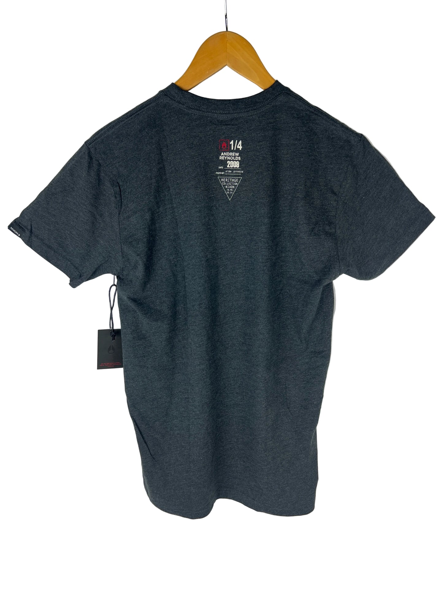 Nixon X Andrew Reynolds Heritage Collection Atiba Jefferson 1/4 Frontside Flip Black Ice HeatherGrey Black White Size S S/s Vintage Shirt 2009
