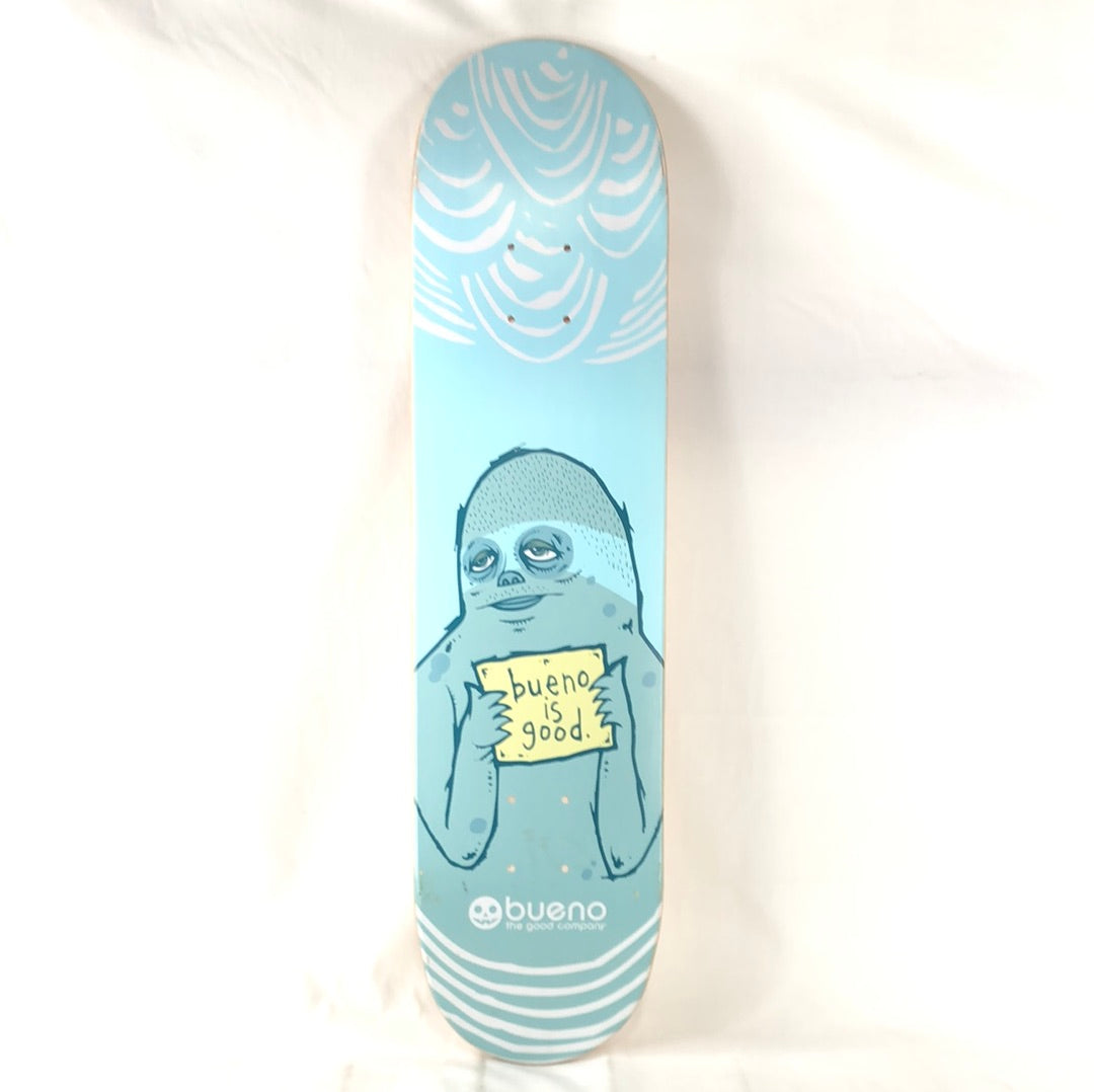 Bueno "Bueno is Good" Sloth Graphic Blue/White Size 7.58 Skateboard Deck