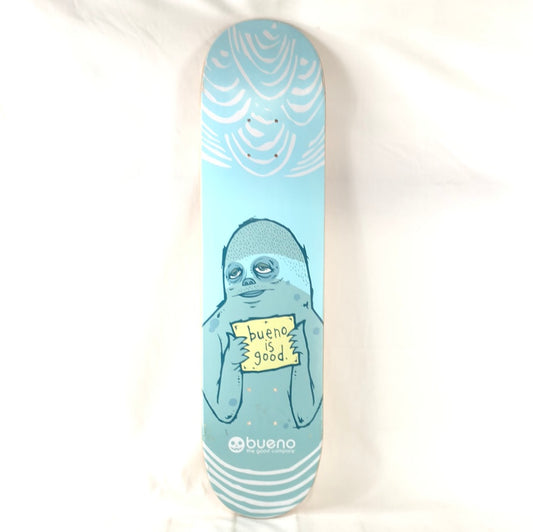 Bueno "Bueno is Good" Sloth Graphic Blue/White Size 7.58 Skateboard Deck
