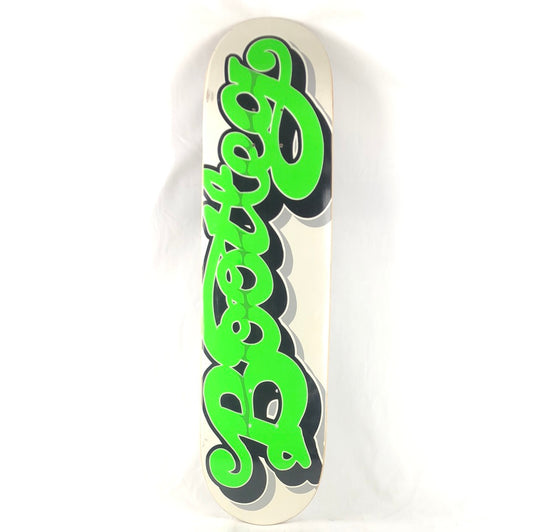 Bootleg Cursive Team Graphic White Green Size 7.75" Skateboard Deck
