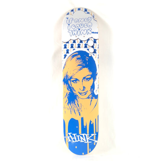 Think Paris Hilton Jailbait Series White Blue Tan Size 7.5" Skateboard Deck