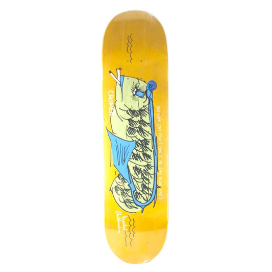 Krooked Cromer Fish Drawing Blank Yellow/Blue/Green/Black Size 8.25 Skateboard Deck