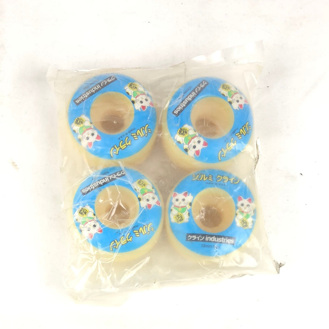 World Industries Cat Middle Finger Blue Yellow White 52mm 99 Durometer Skateboard Wheels