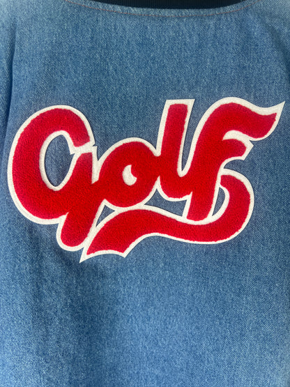 GOLF WANG Denim Button Up Size L Vintage L/s Varisty Jacket