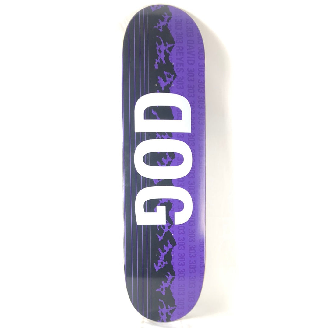 Dog x 303 David Reyes Dog with Mountains in Background Black/Purple/White Size 8.38 Skateboard Deck