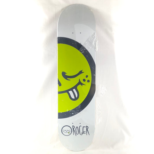 Roger Half Smiley Face White/Black/Green Size 8.25" Skateboard Deck