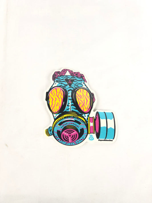 Expedition One Gas Mask Revolution Clear Blue Pink 5.5" x 5" Sticker