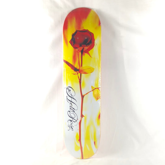 Hellrose Burning Rose White Yellow Size 7.9" Skateboard Deck 2005