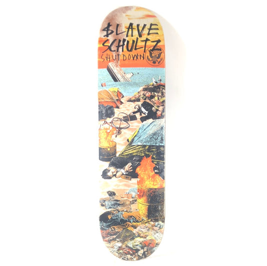 Slave Anthony Schultz Shutdown Beach Chaos Orange/Blue/Tan/Multi Color Size 8.38 Skateboard Deck