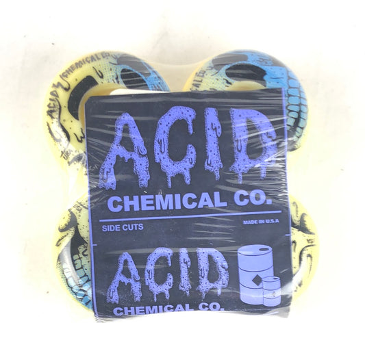 Acid Melting Skull Side Cuts White Black Blue 54mm Skateboard Wheels