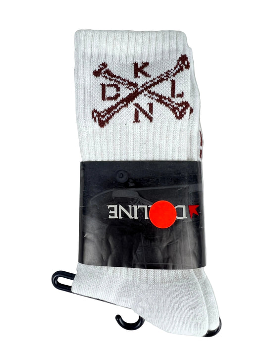 Dekline DKLN Crossbones White Brown Size One Size Fits All Vintage Crew Socks