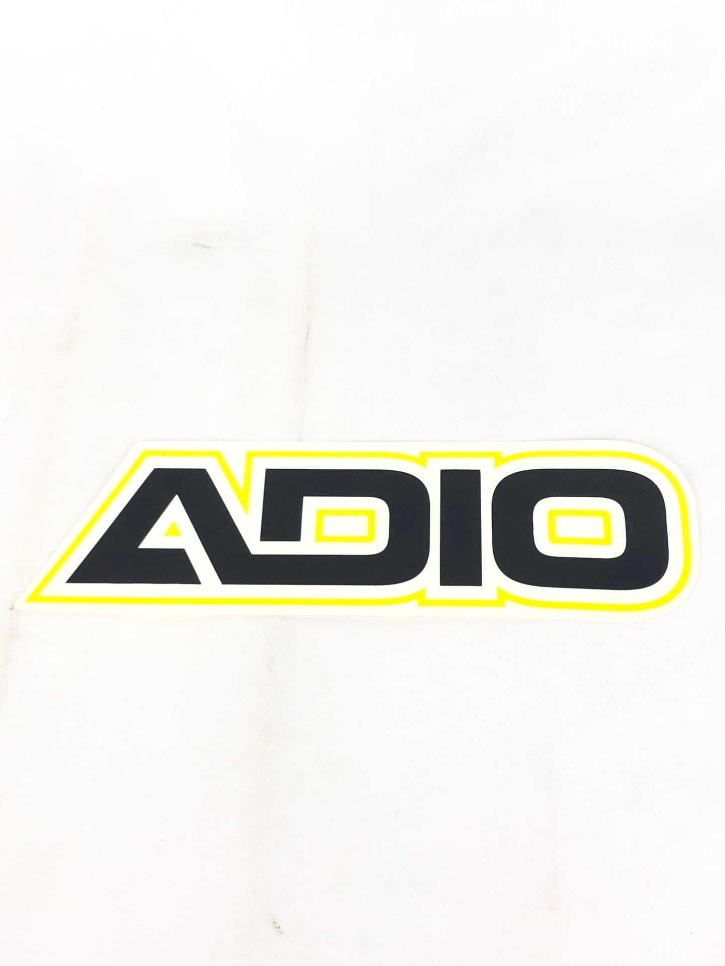 Adio Logo Clear Yellow Black 10" x 3.3" Sticker
