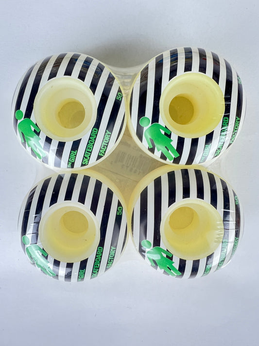 Girl The Girl Skateboard Factory Electro Black Green White Size 50MM Vintage NOS Wheels