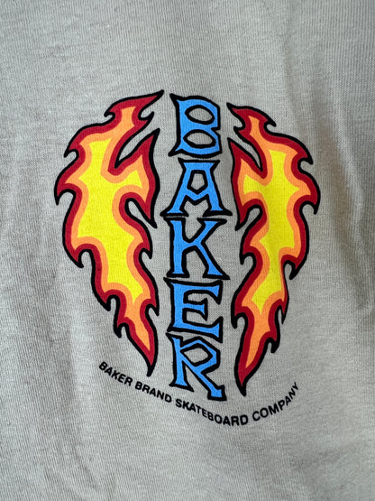Baker Tommy Guerrero Flames Baker Logo Olive Rad Blue Size L S/s Vintage Shirt