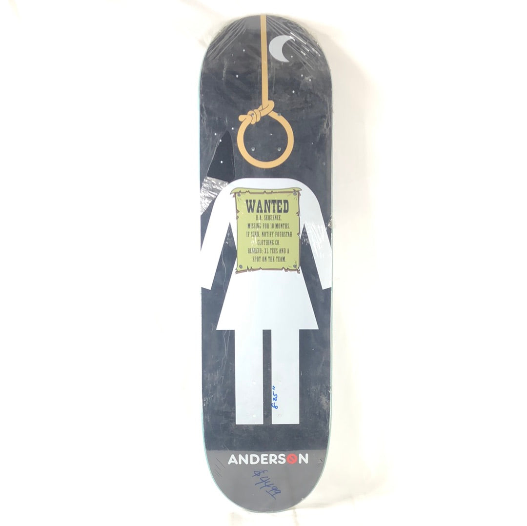 Girl Anderson Wanted Hang Man Black/White Size 8.38 Skateboard Deck