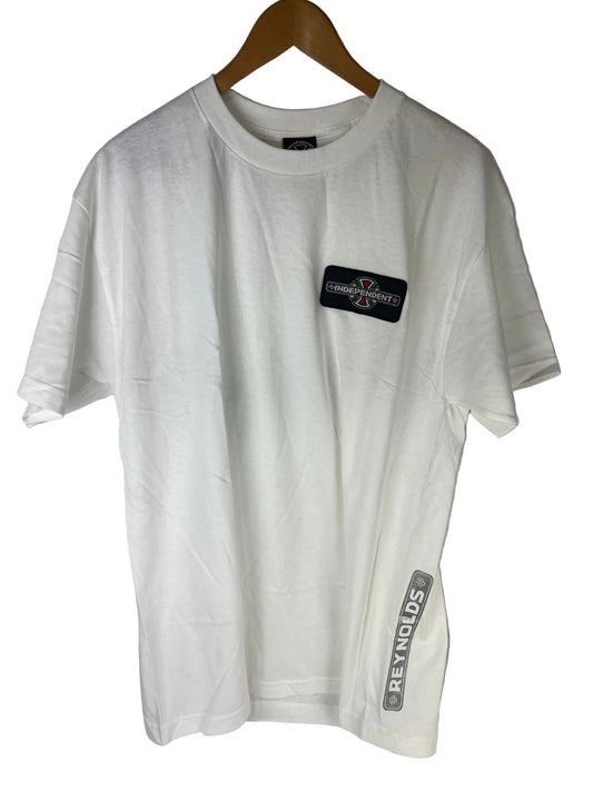 Independent Trucks Andrew Reynolds Iron Cross Patch Metallic Silver Red Black White Reynolds Side Print In Grey Size L S/s Vintage Team Shirt