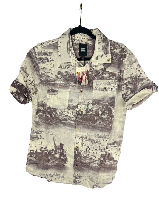 Insight Desert Graphic Tan Brown Mens Size S S/s Vintage Button Up Shirt
