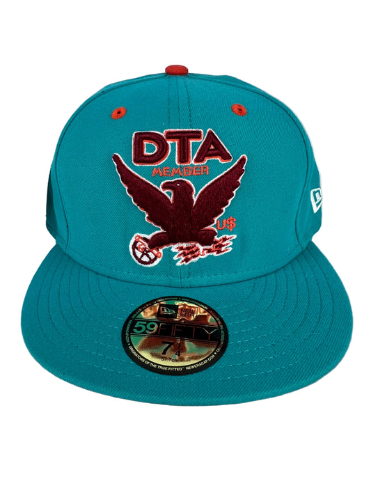 Rob Dyrdek DTA Posse DTA Member Turquoise Red Orange Eagle Size 7 1/4 Vintage 59Fifty New Era Fitted Hat