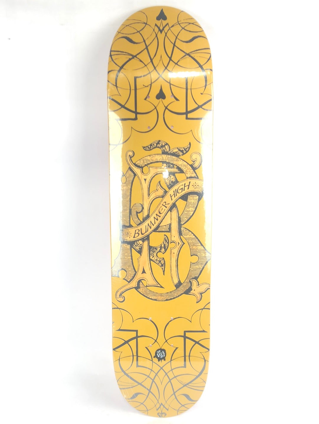 Bummer High Old English Initial Yellow/Black 7.5'' Skateboard Deck