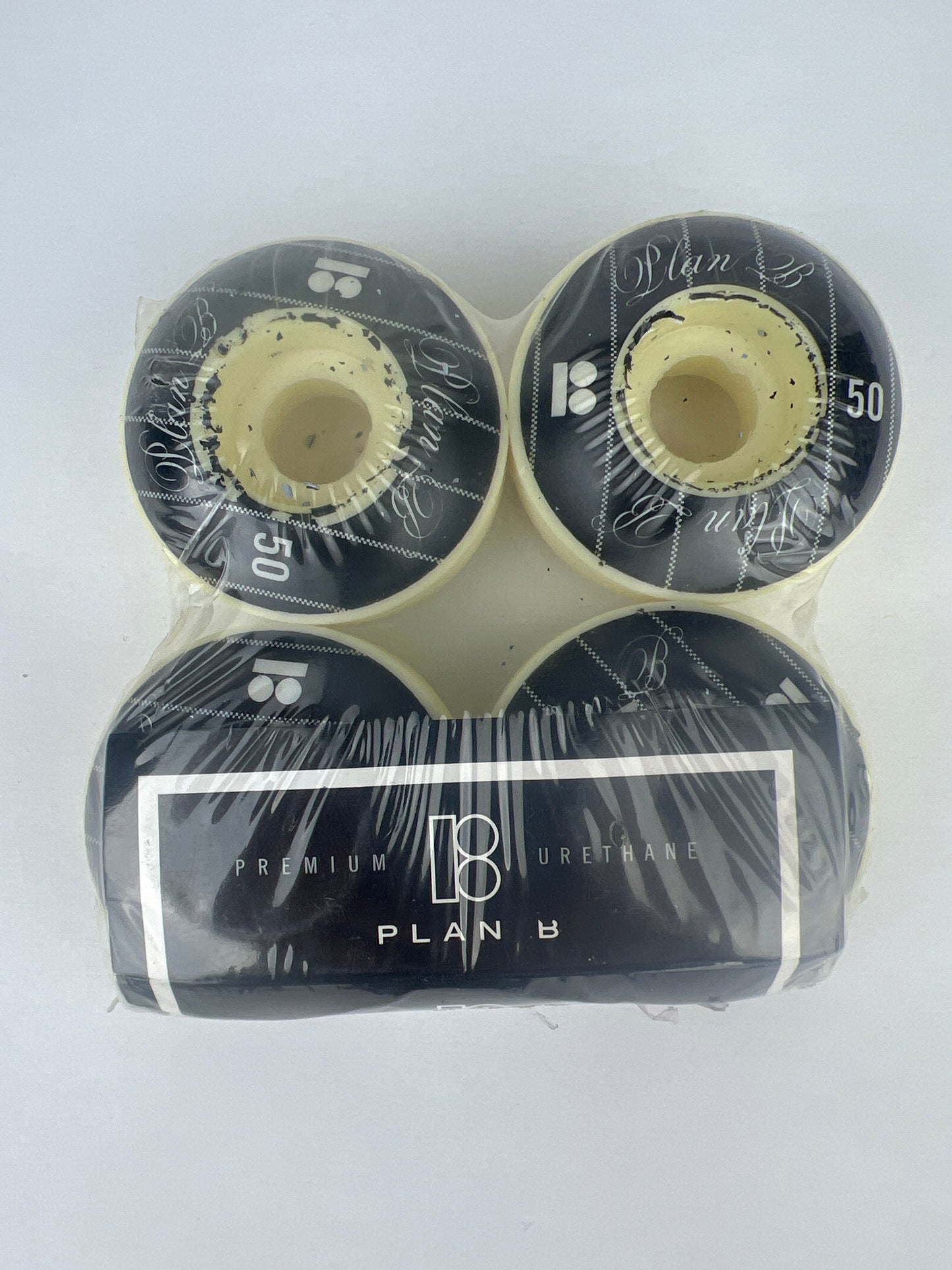 Plan B Premium Urethane Italics Black White Grey Size 50MM Vintage NOS Wheels